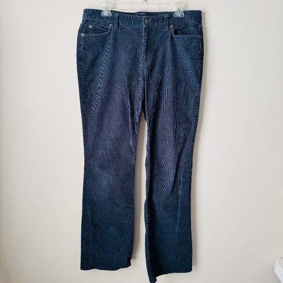 Eddie Bauer Blue Corduroy Mid Rise Bootcut Pants Womens 12 Long Tall Cotton Blen - Picture 1 of 8